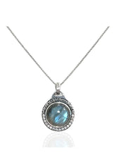 Load image into Gallery viewer, LABRADORITE DEMI BEZEL NECKLACE