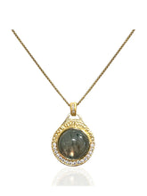 Load image into Gallery viewer, LABRADORITE DEMI BEZEL NECKLACE