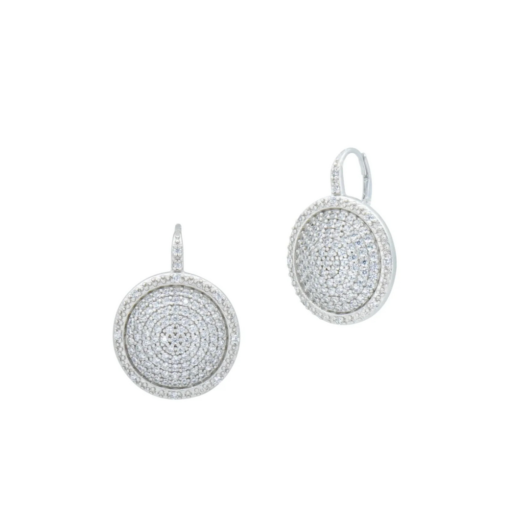 LARGE PAVE TIMES SQUARE LEVERBACK EARRINGS