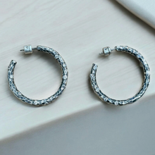 Load image into Gallery viewer, VINTAGE SILVER PAVIA HOOPS
