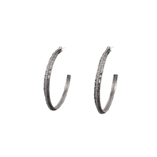 Load image into Gallery viewer, VINTAGE SILVER EGY CRYSTAL 2' HOOPS
