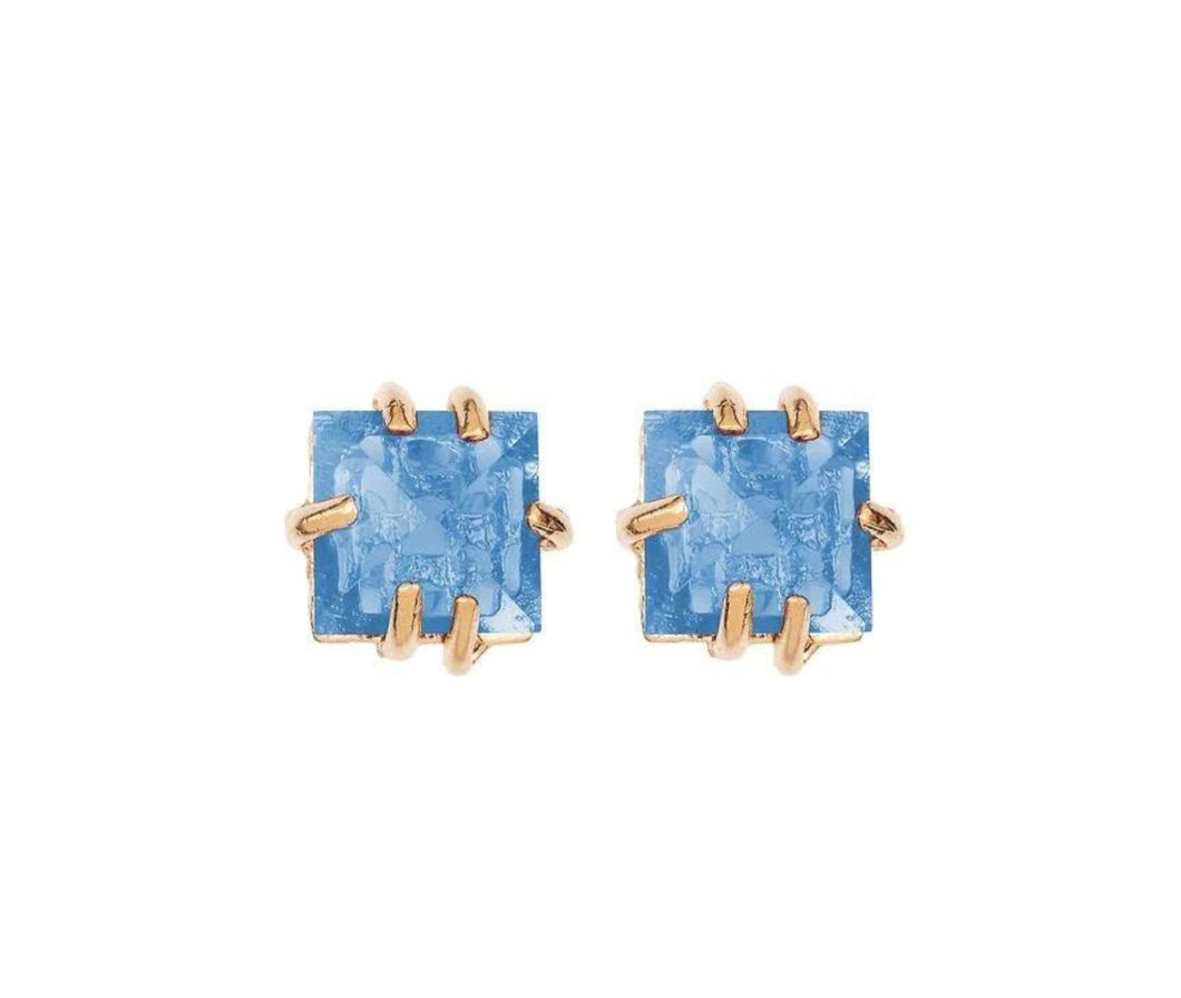 BLUE CHALCEDONY PYRAMID STUDS