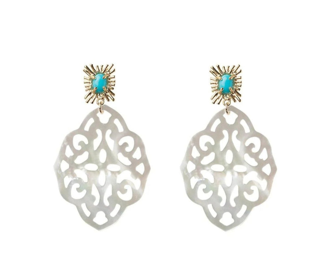 SUNBURST TURQUOISE AND M.O.P. EARRINGS