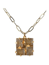 Load image into Gallery viewer, FOUR LABRAORITE SQUARED CHARM NECKLACE
