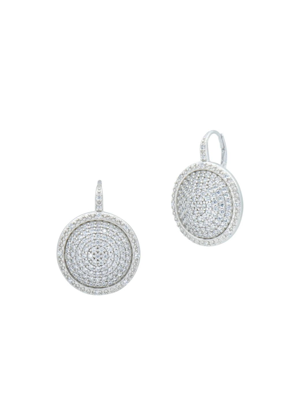 LARGE PAVE TIMES SQUARE LEVERBACK EARRINGS